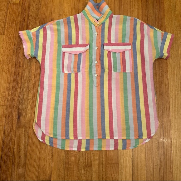 J Crew Linen Blended Candy striped Shirt Size 0 ¥¥ - Picture 5 of 14